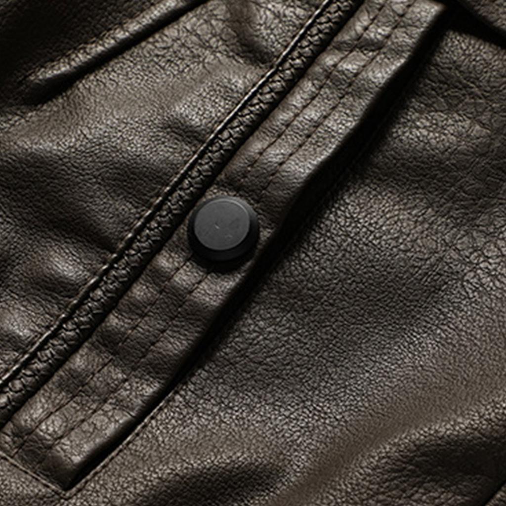 Men's Leather Business Jacket With Plush Velvet And Large Lapel Suit Leather Jacket