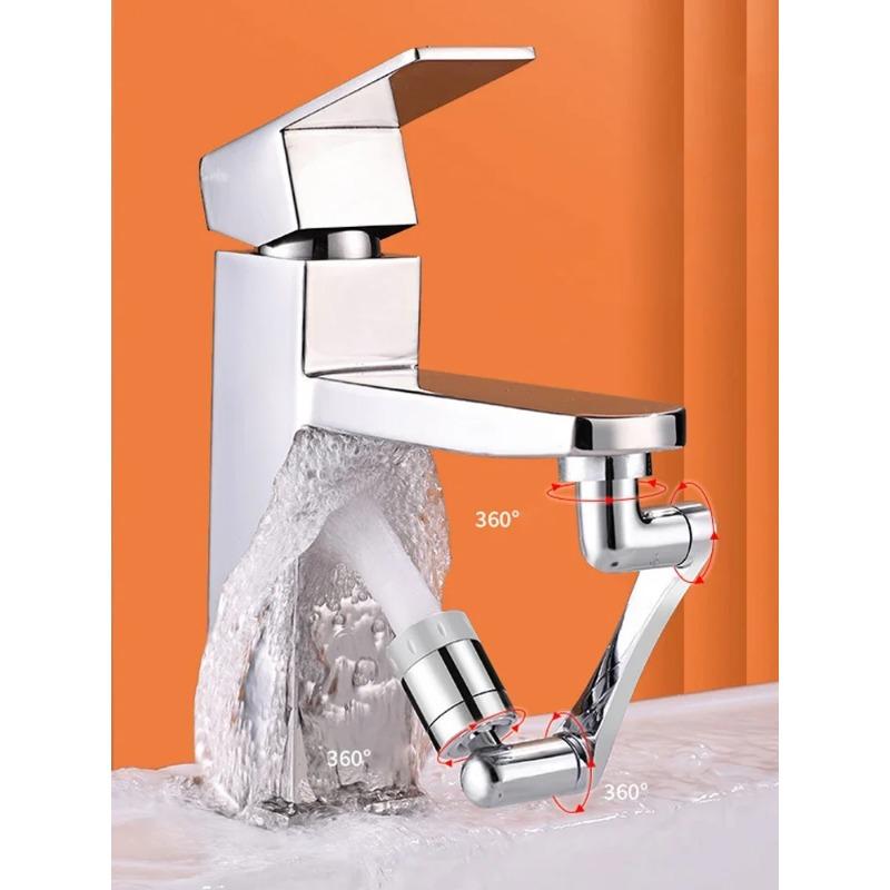 Stainless Steel Universal 1440°Swivel Robotic Arm Swivel Extension Faucet Aerator Kitchen Sink Faucet Extender 2Water Flow Mode