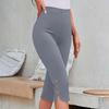 Women's Fashionable Solid Color High Waist Slimming Casual Elastic Waist Bottom Cropped Pants