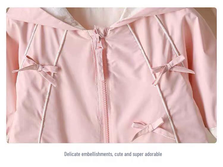 Newborn Baby Girl Sweet Hooded Romper Windbreaker - Spring/Autumn Outerwear