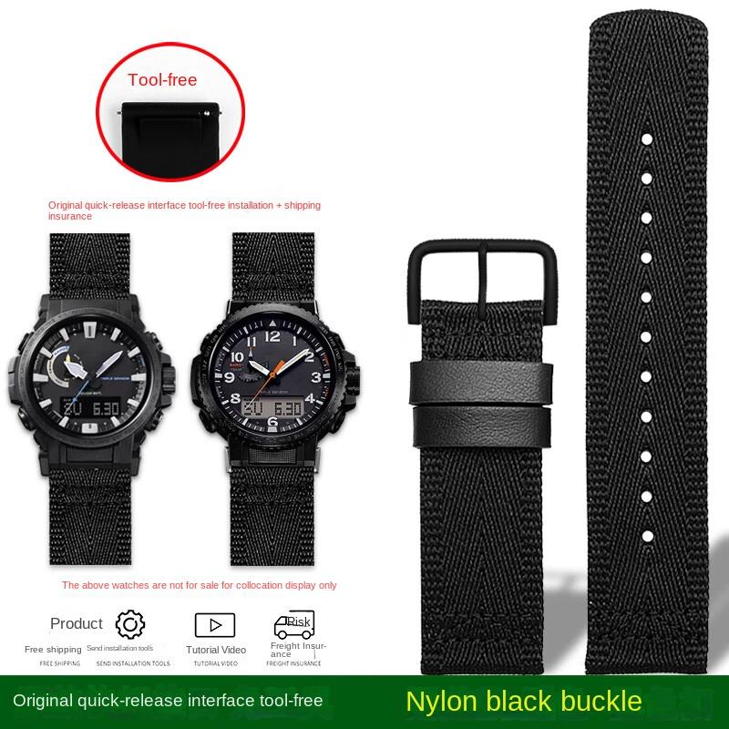 Para la serie Casio PRW-60Y/50Y/70Y/30 Correa Reloj de Montañismo PROTREK PRW-60Y PRW-50Y PRW-70Y Correa de reloj de lona de nylon 23 mm