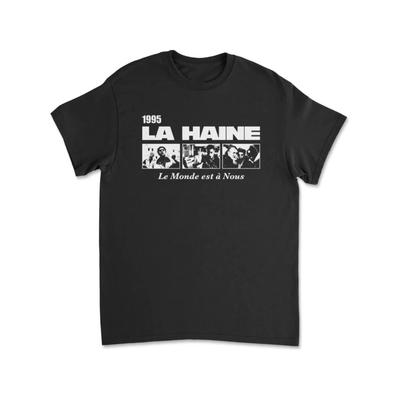 Camiseta Unisex 100% Algodón Retro 1995 La Haine Póster de Película Gráfico Hiphop Estampado Cuello Redondo Holgada Oversize Camisetas Sin Género Top para Fan