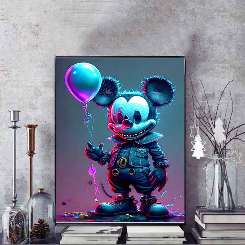 Disney 5D DIY Diamond Painting Decorations Mickey Mouse Dark Cyberpunk Style Creative Illustration Diamond Embroidery RhinestoneCrossStitchSetHandmade
