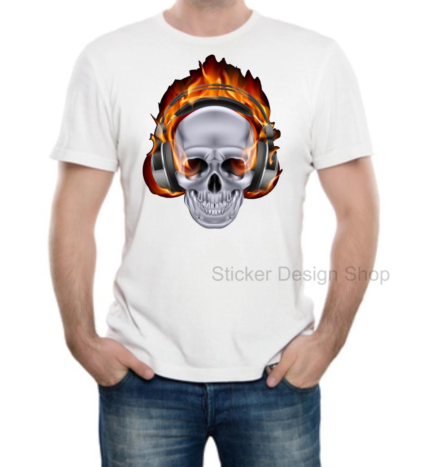 Dj Skull Skull T-Shirt Print Unisex Cotton Fruit of The Loom New L