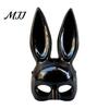 Themed Party Mask for Adults Halloween Bunny Half Face Mask, Costume Prop with Long Plastic Rabbit Ears, Cosplay Adults, Masquerade Accessory