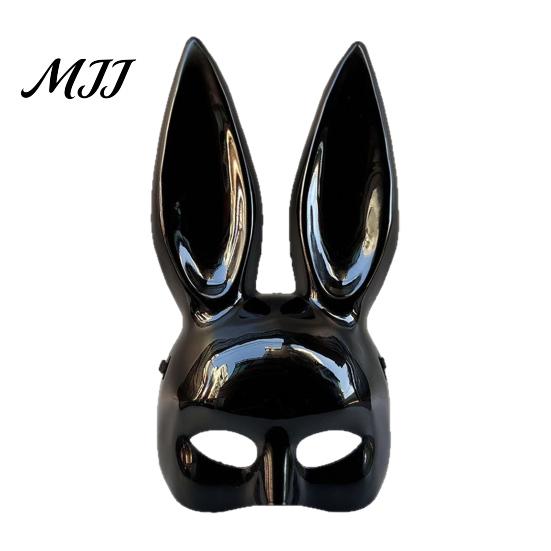 Themed Party Mask for Adults Halloween Bunny Half Face Mask, Costume Prop with Long Plastic Rabbit Ears, Cosplay Adults, Masquerade Accessory