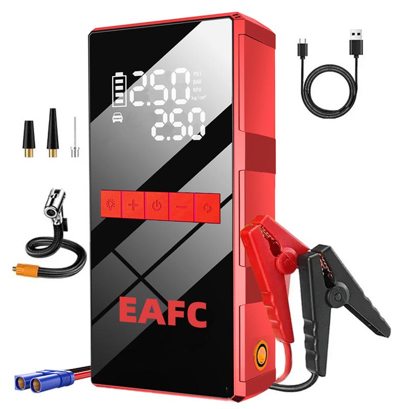4 IN 1 Car Jump Starter Portable Power Bank Air Compressor 150PSI Tire Inflator Auto Portable Battery Starter Emergency Boosters Ordinary clip