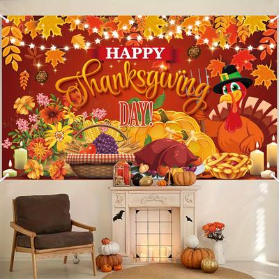 Thanksgiving Harvest Celebration Banner - 70.8 Inches X 43.3 Inches Durable Polyester Wall Hanging Autumn Themezyc