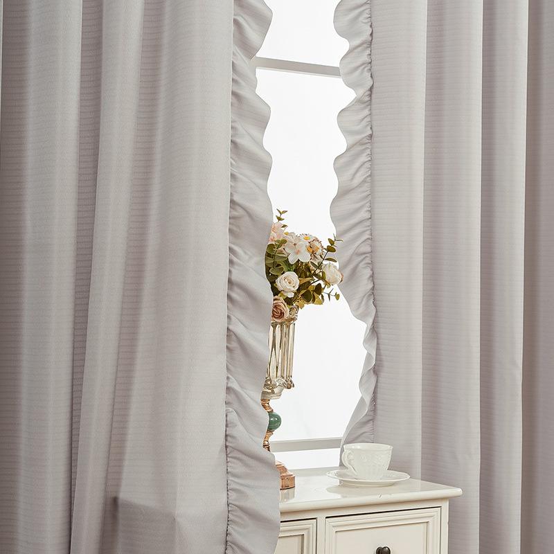 Phantom Yarn Thickened Curtains Finished Semi-Blackout Bay Window Living Room Bedroom French Cream Style Premium Sense Solid Color Versatile