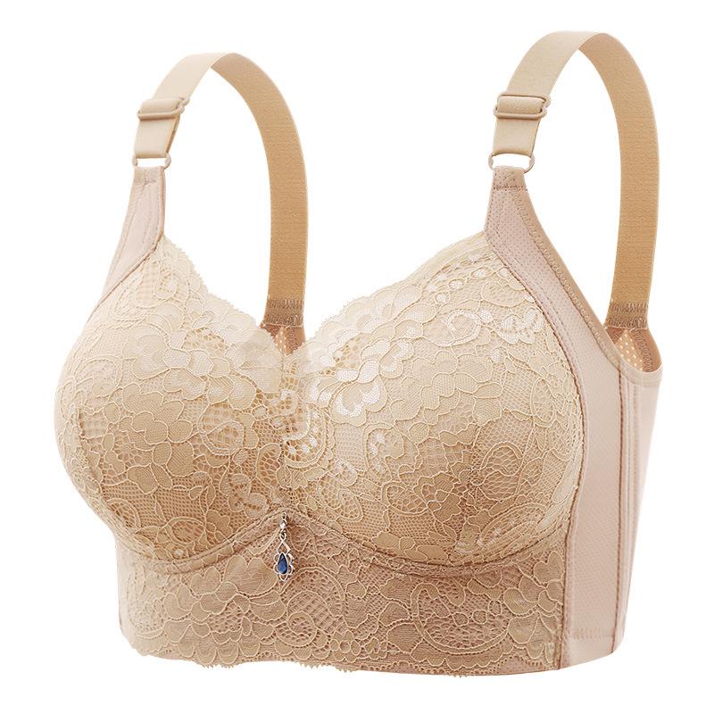 2024 Lace Floral Wire-Free Plus Size Bra with Sponge Cups