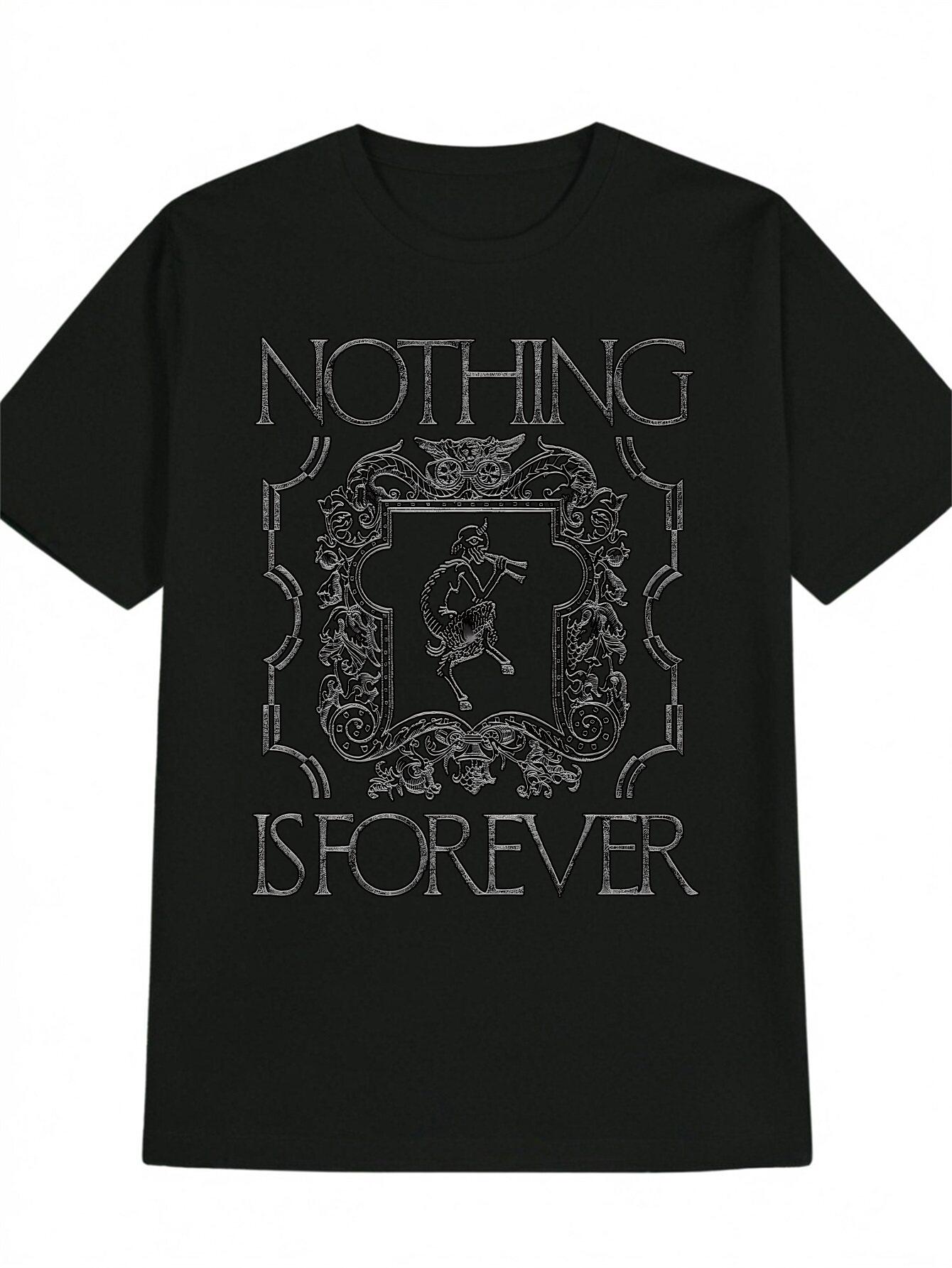Casual Graphic T-shirt - Nothing Is Forever Text & Trumpet Player Art Print S