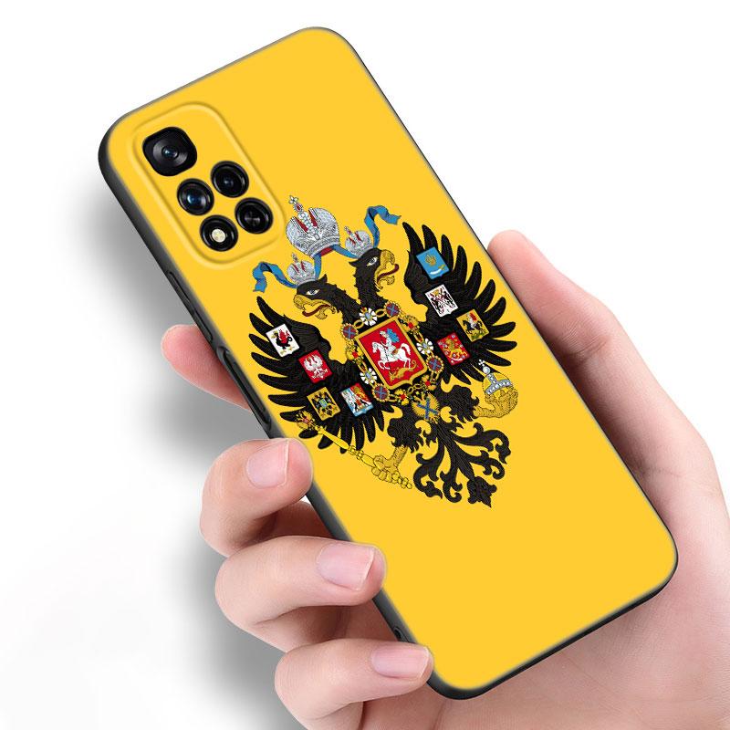 Russia Flag National Emblem Black Silicone Phone Case For Xiaomi POCO X3 X4 NFC F5 M3 M4 M6 X5 X6 Pro F3 F4 GT 5G C55 C65 M5