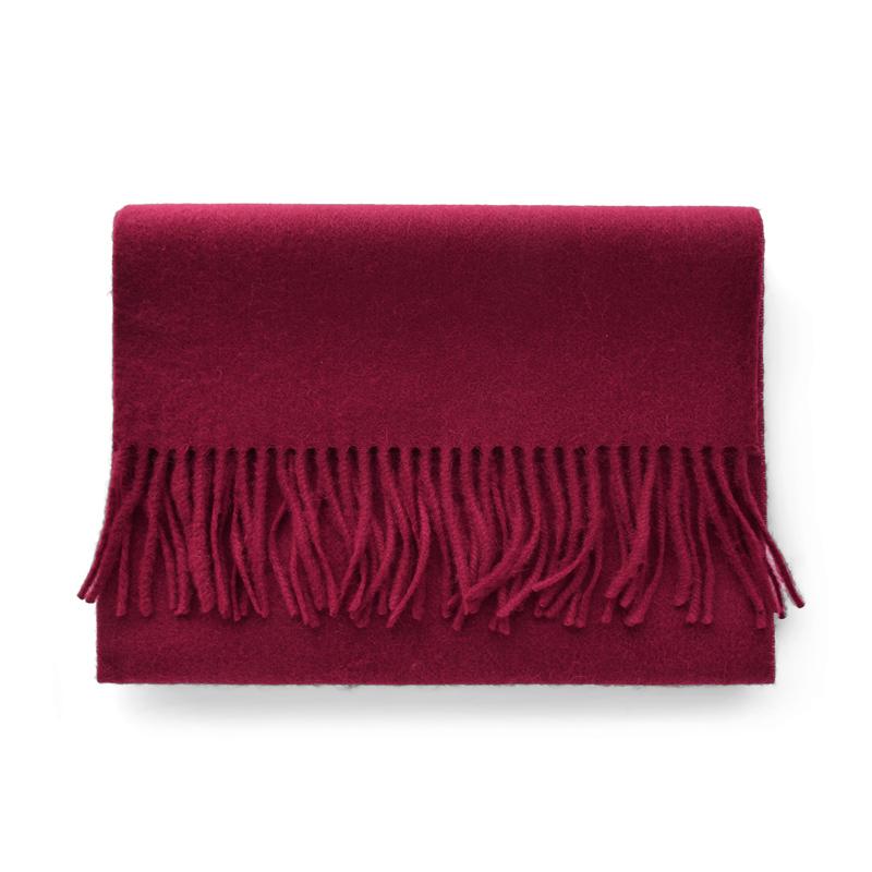 Wine red pure 100% wool scarf for women's thin warm shawl winter solid color claret lady scarves luxury gifts