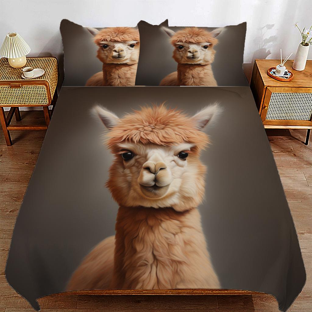 

Реалистичный комплект постельного белья с принтом альпаки, трехпредметный, постельное белье, постельное белье с цифровой печатью 135*200