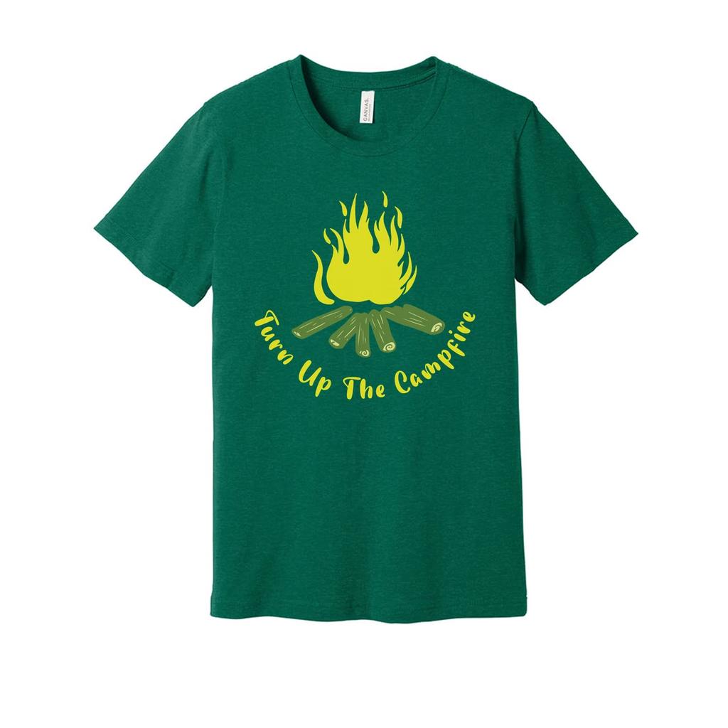 Turn Up The Campfire Unisex Graphic Tee With Campfire And Logs Design For Outdoo