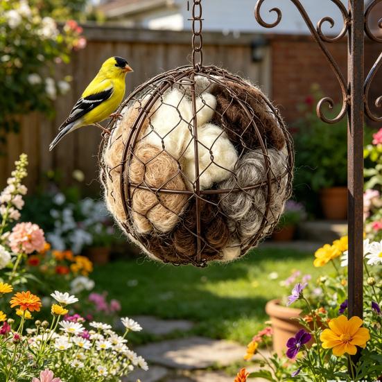 Handmade Alpaca Fiber Bird Nest for Garden Natural Biodegradable Nest Refill