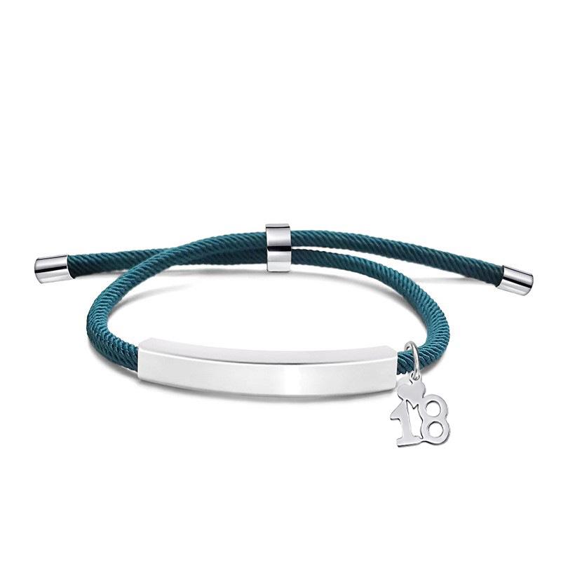 Multi-color Engravable Stainless Steel Bracelet with Number 16 Charm