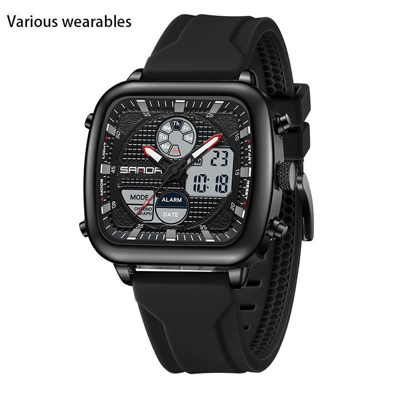 New Electronic Watch Youth Multifunctional Waterproof Sports Watch Alarm Clock Silicone Strap Luminous Watch