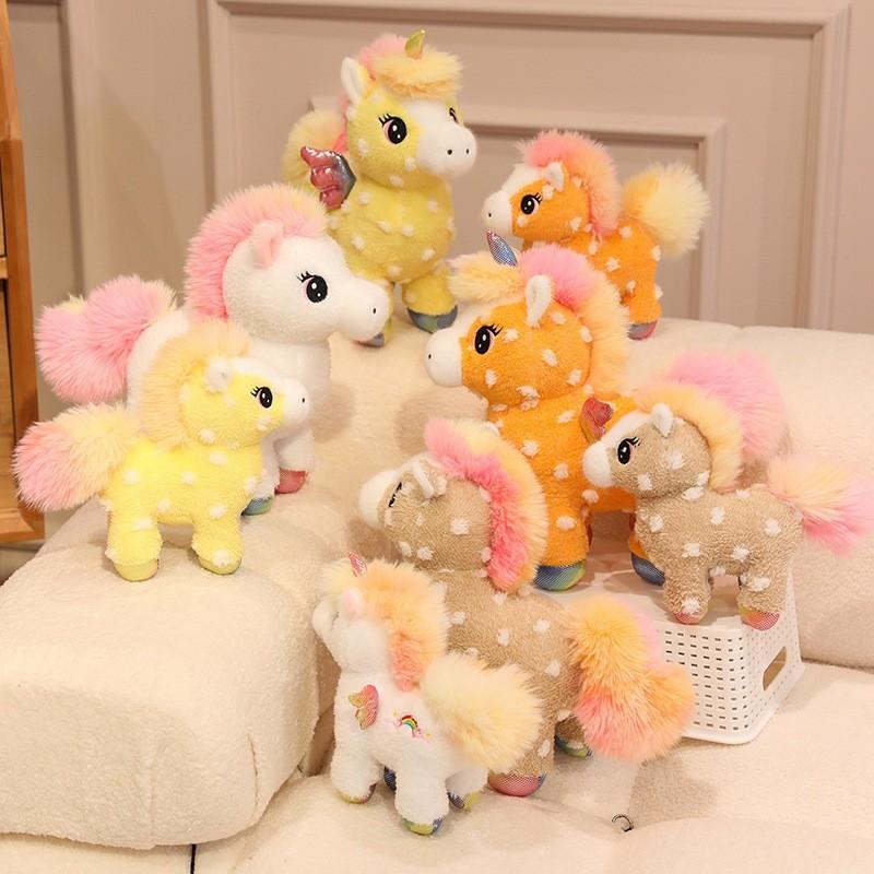Sunshine Rainbow Pony Plush Toy With Soft Short Fur For Kids Gift And Collectors