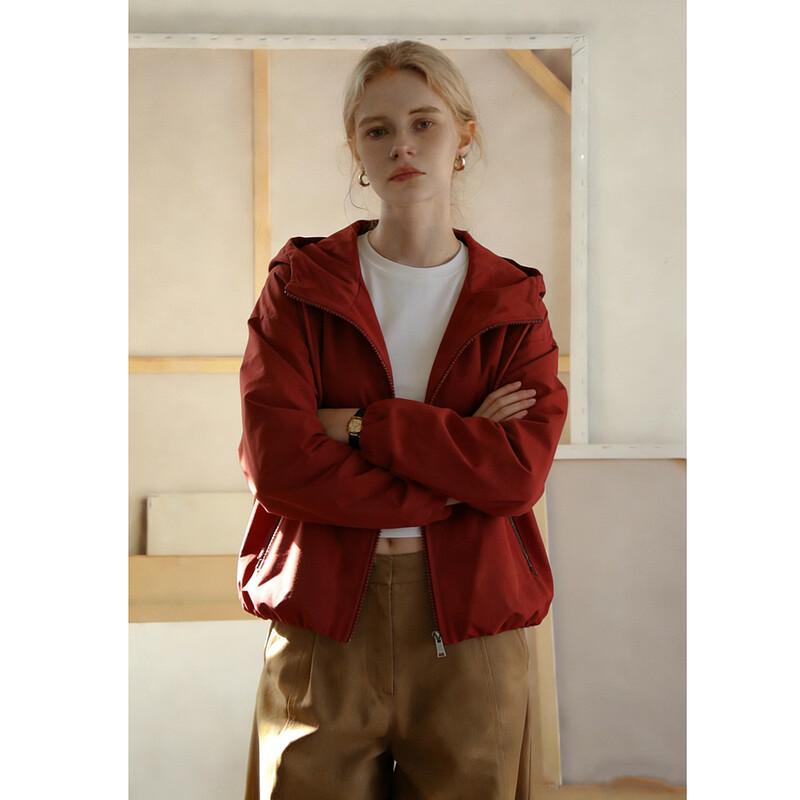 Demana 3-Proof Tech Hooded Pleated Short Jacket