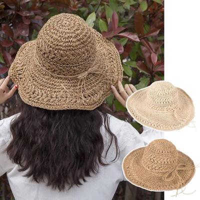 Ramni Women's Straw Wide-Brimmed Hat Summer Vacation Look
