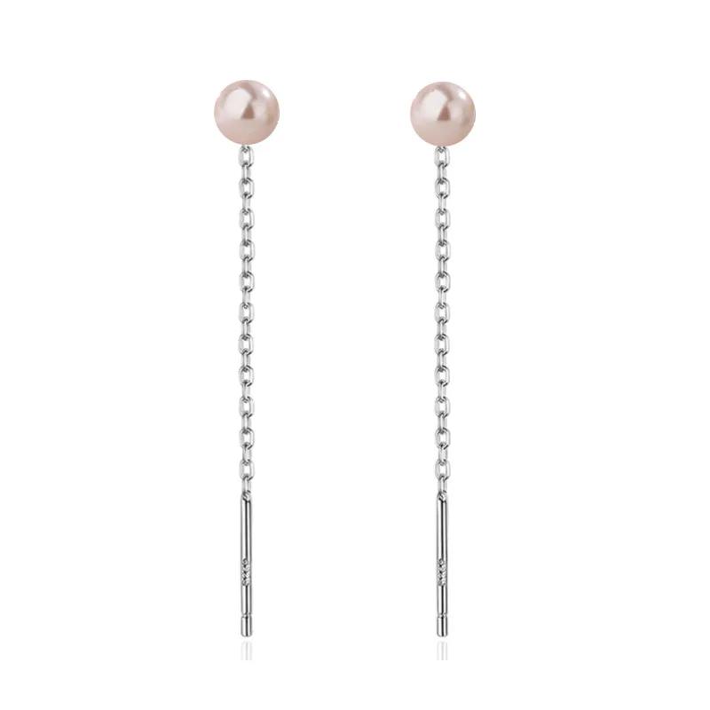 

Dangle Earrings for Women Geometric Ball Long Tassel Chain Drop Silver Color Earring Minimalism Ear Line Kpop Jewelry розовый