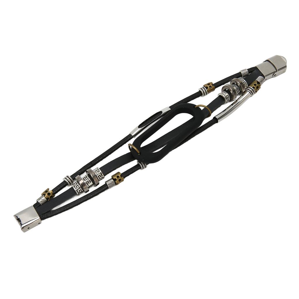 Smart Bracelet Strap Vintage Leather Metal Silicone Protecting Bracelet Band Strap for Mi Band 7