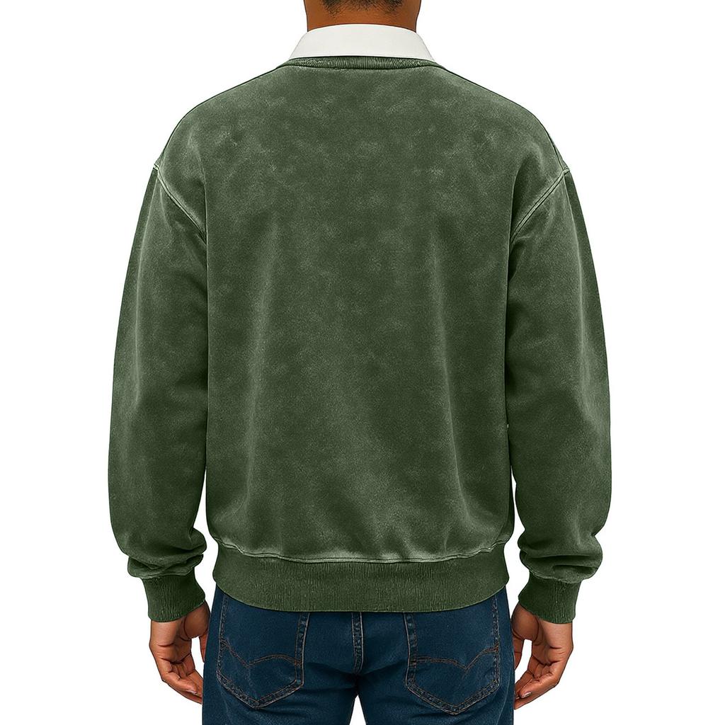 Men's  Leisure  Flip Collar  Long Sleeves  Pullover  Hoodie