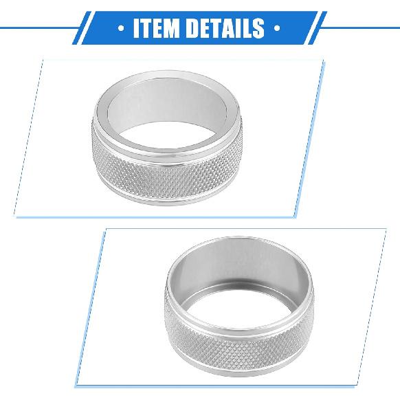 2 Pcs AC Climate Control Knob Ring Compatible for Toyota Camry 2021-2023, Durable Aluminum Alloy Silver Tone Interior Air Conditioning Knob Ring