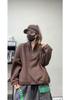 Women's Casual Stand Collar Patchwork Half-Zip T-Shirt Hoodie - Autumn/Winter 2025 Collection (Plus Velvet, Solid Color)