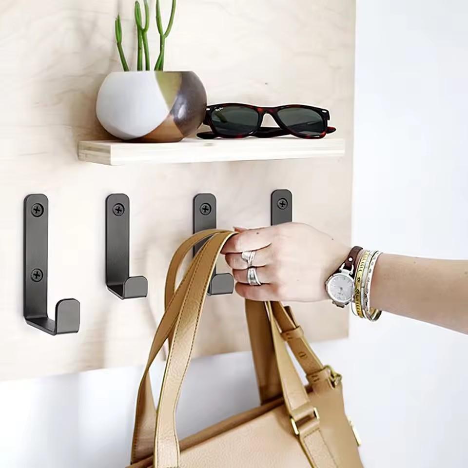 1/3/5pcs Black Metal Wall Coat Hook Mounted Clothes Hanger Towel Rack Outdoor Hanging Hooks for Backpack Keys Screw Install