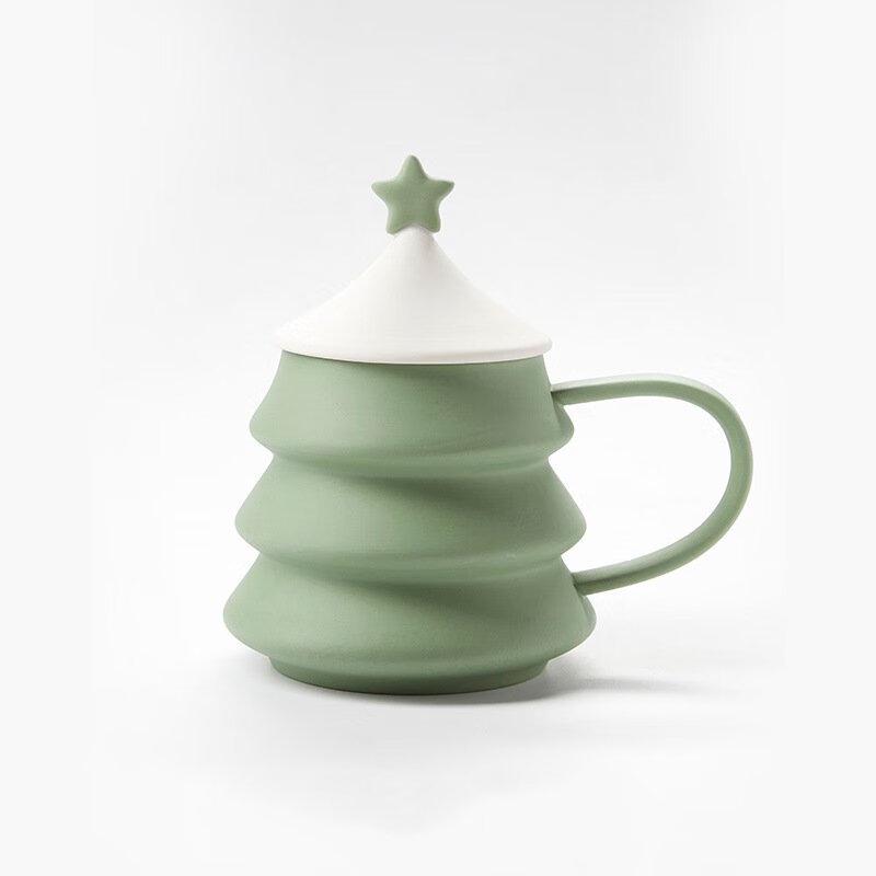 Large Christmas Tree Ceramic Mug with Lid
