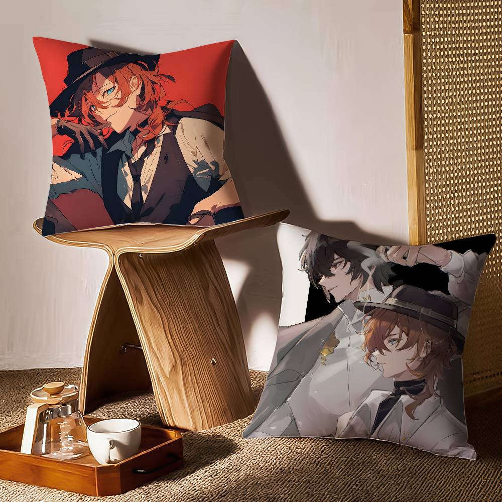 Cartoon B-Bungo Stray Dogs-MT Pillow Case Printing Pillowcase Living Room Sofa Cushion Cover Bedroom Room Decor