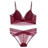 Sexy Spitzen-Bügelloses BH-Set mit tiefem Rücken, dünnen Baumwoll-Push-Up-Polstern und Schmetterlingsknoten-Design