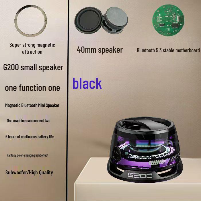 

Portable Bluetooth Magnetic Speaker with Subwoofer, Long Battery Life, G200 Cross-border Small Speaker чорний