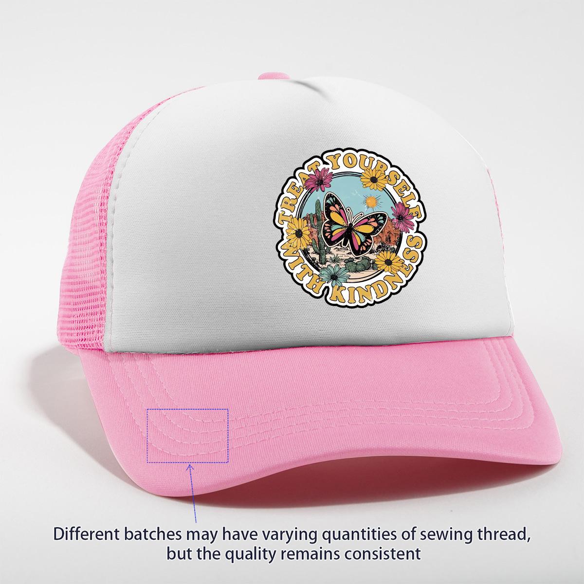 

Treat Yourself With Kindness Butterfly Desert Trucker Hat Breathable Mesh Back Adjustable Casual Baseball Cap One Size