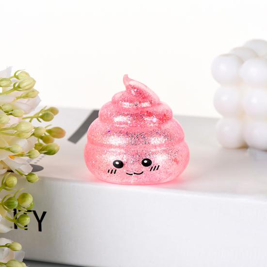 Cartoon Poop Fidget Toy Stress Relief Glitter Prank Poo Squeeze Sensory Pinch Toy Kids Adults Soft Calming Stress Ball Toy