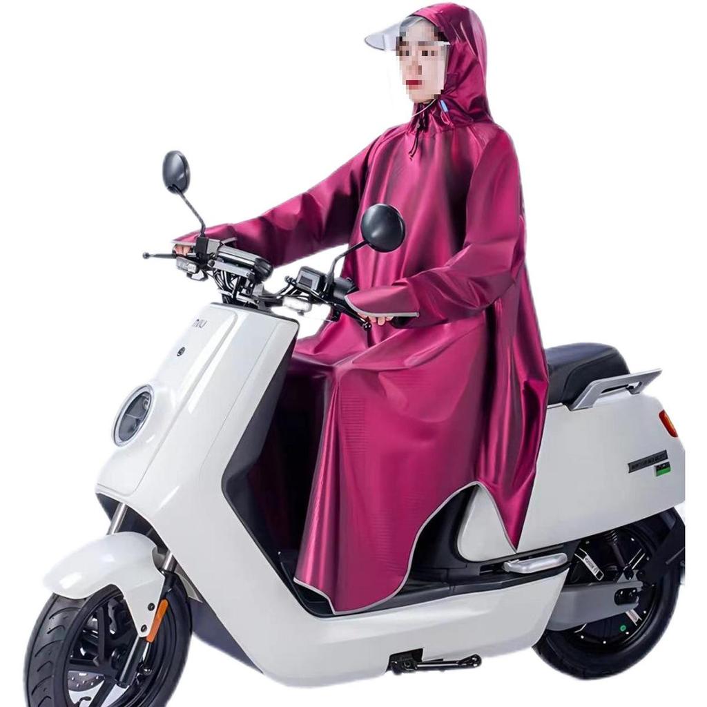 Extra Long, Thick Sleeved Raincoat for Electric Scooter, with Foot Cover & Dual Brim, Unisex, Storm-Proof for Solo Riding