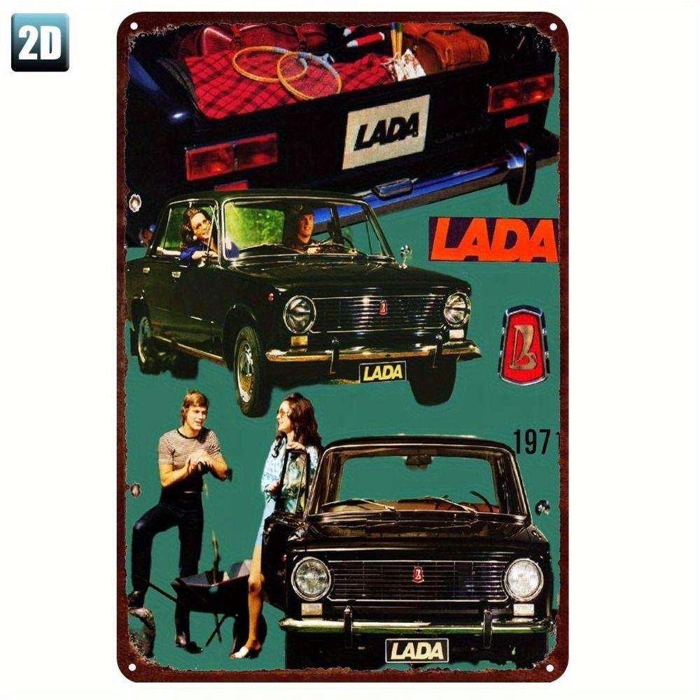 Lada Retro Metal Tin Sign Garage Wall Decor Vintage Car