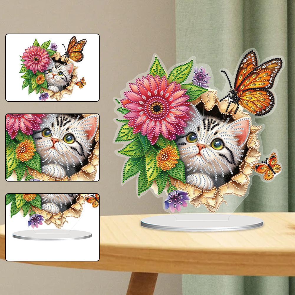 2D Flat Print DIY Table Top Diamond Painting Ornament Kits Double-Sided Diamond Painting Desktop Ornaments Kit Home Table Decor