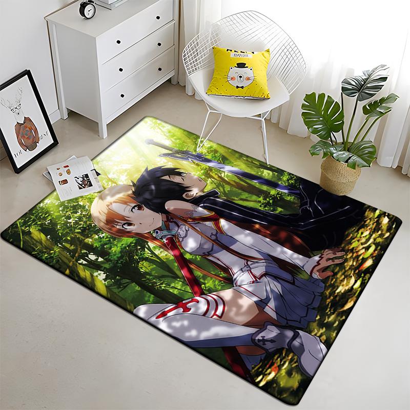 Hot Anime SAO Sword Art Online Modern House Living Room Floor Matte Bedroom Carpet Art Poster Mat Pattern Decorative Square Rug