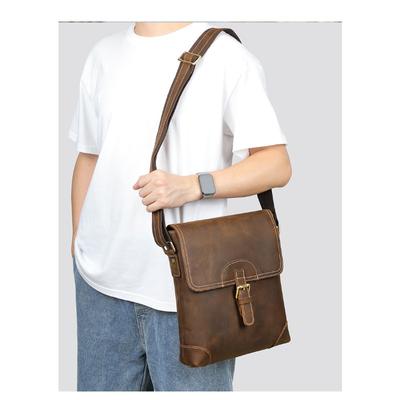 Borsa a tracolla in pelle Crazy Horse Borsa a tracolla da uomo Borsa a tracolla casual multifunzionale alla moda da uomo in vera pelle