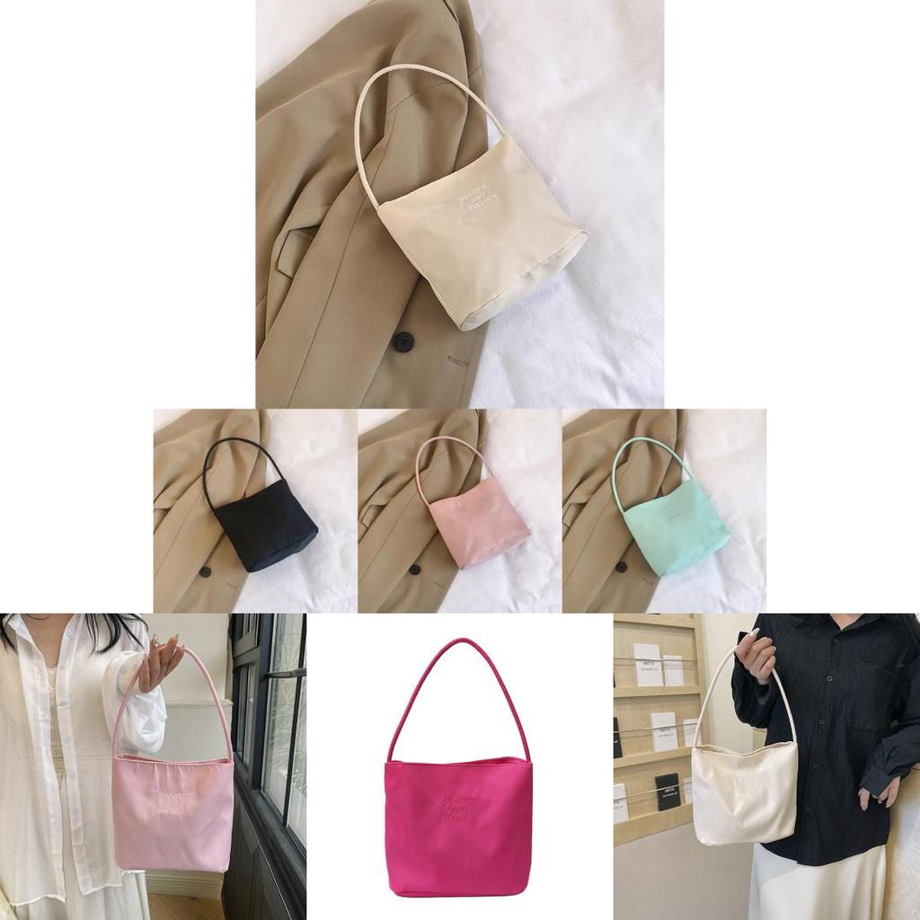 Chic Nylon Bucket Bag For Women Trendy Street Style Handbag With Magnetic Closure