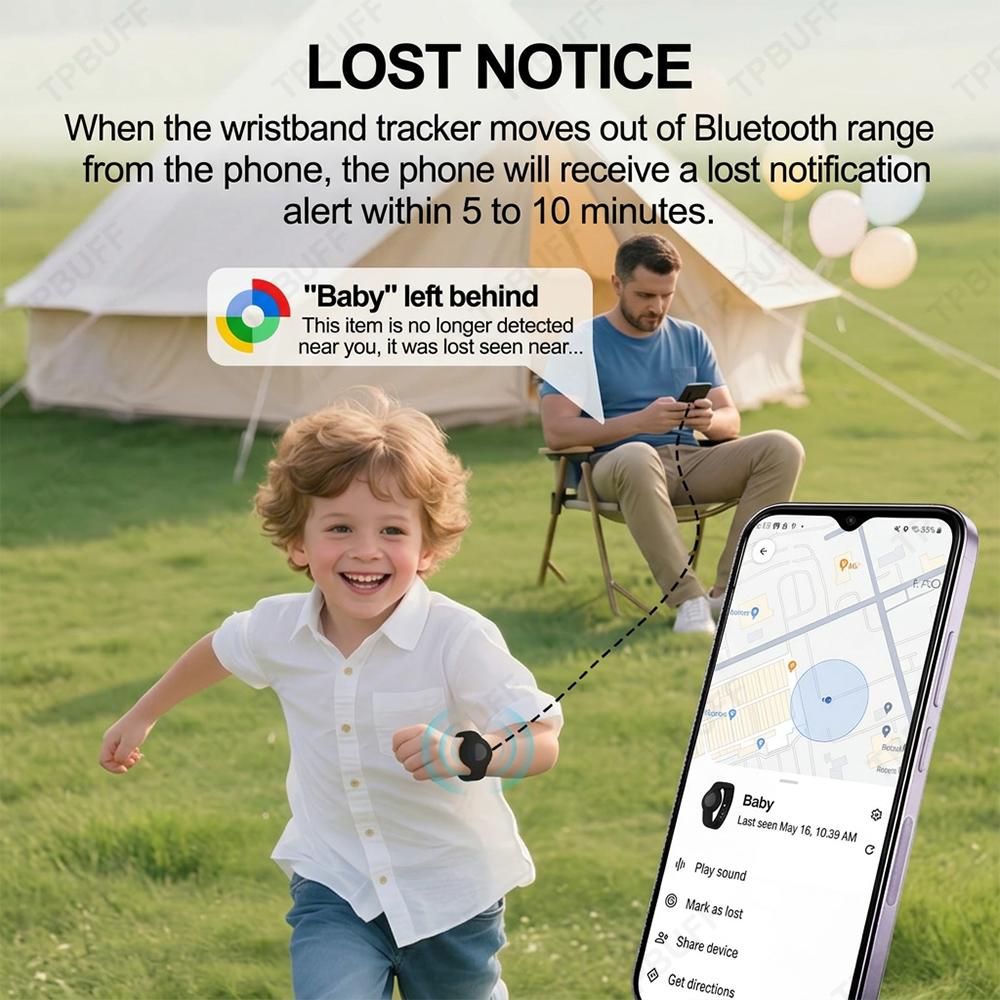 Android Smart Tracker Bracelet for Kids Soft Silicone Waterproof Wristband GPS Tracker Watch Band For Google Find Hub Anti-lost