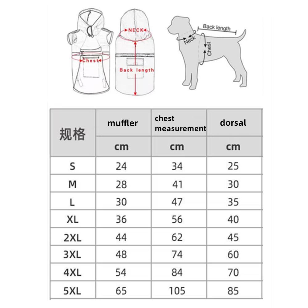 Regenmantel für große Hunde, Poncho mit reflektierenden Streifen, winddichter, regenfester Regenmantel für Hunde mit Kapuze 