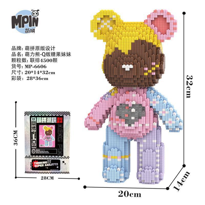 Colorful Bear Mini Brick Half Anatomy Fluid Art Bear Ornament Educational Building Block DIY Assembly Brick for Home Decoration