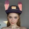 Disney Zootopia Bunny Police Hat Cartoon Top Hat with Bunny Ears Hair Clip Cute Sweet Gift Girl Party Hat