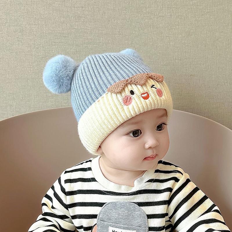 Baby Bobble Hat Cap Kids Pom Pom Beanies Caps Infant Bonnet Accessories For Baby Girls Boys 1-3Years