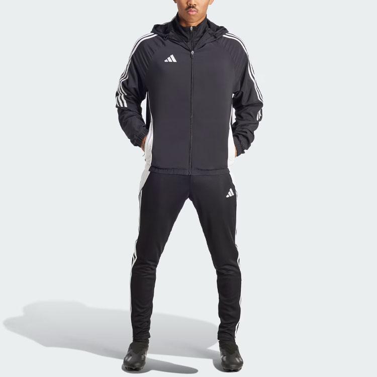 Adidas Tiro 24 Windbreaker with Three-Stripe Design Long Sleeve Hooded Jacket Men Outerwear Black IM8806