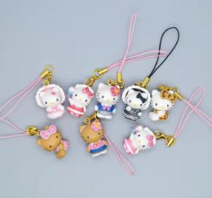 New In Stock Cute Black Leather Kt Cat Jewelry Pendant Blind Box University Kt Cat Phone Case Hanging Decoration Surprise Gift
